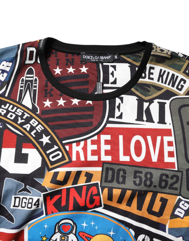 Multicolor Patchwork Cotton Crew Neck T-shirt Dolce & Gabbana