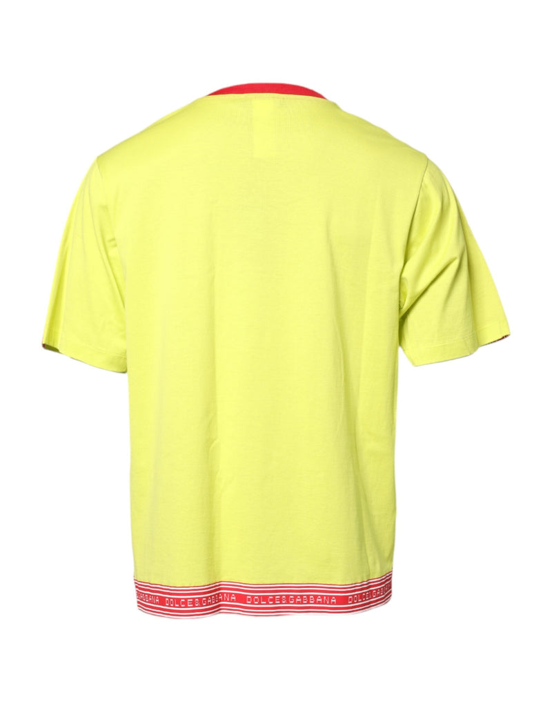 Green Cotton 85 Patch Crew Neck T-shirt Dolce & Gabbana