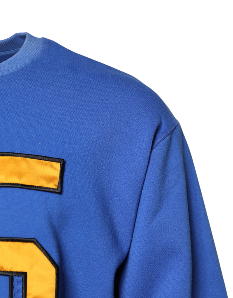 Blue Printed Cotton Cropped Crew Neck T-shirt Dolce & Gabbana