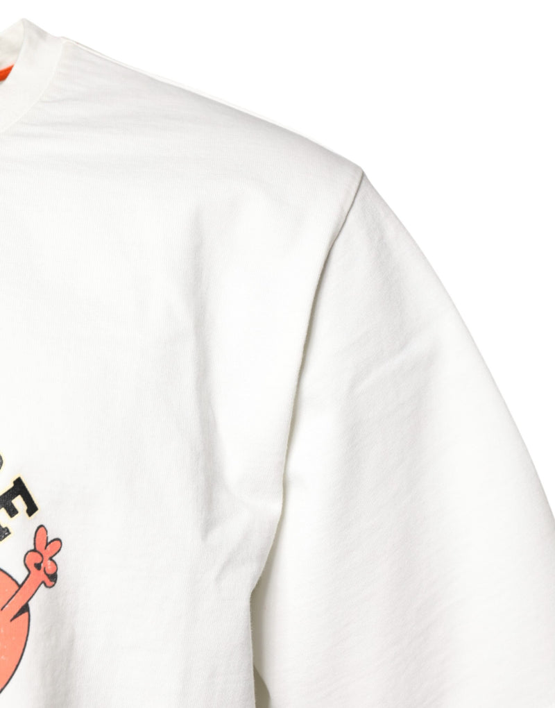 White LOVE & PEACE Print Crew Neck T-shirt Dolce & Gabbana