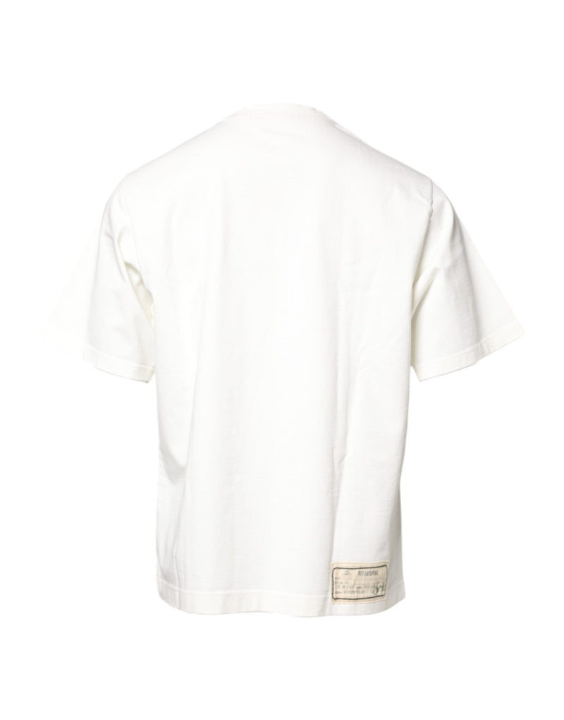 White LOVE & PEACE Print Crew Neck T-shirt Dolce & Gabbana