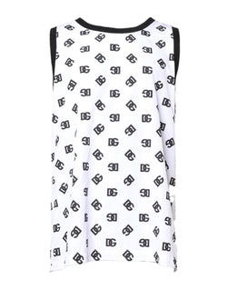White Polyester Sleeveless DG Logo T-shirt Dolce & Gabbana