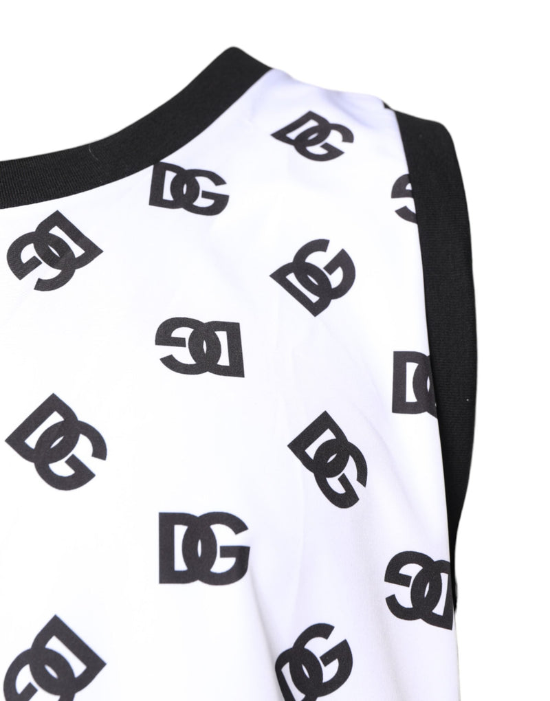 White Polyester Sleeveless DG Logo T-shirt Dolce & Gabbana