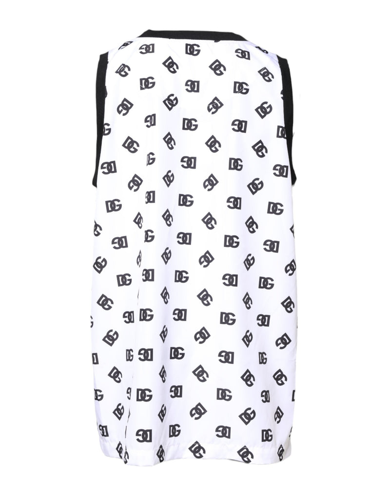 White Polyester Sleeveless DG Logo T-shirt Dolce & Gabbana