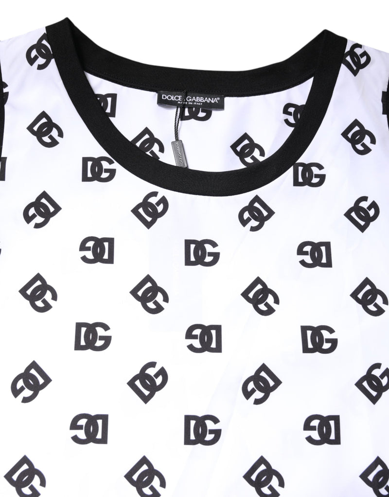 White Polyester Sleeveless DG Logo T-shirt Dolce & Gabbana