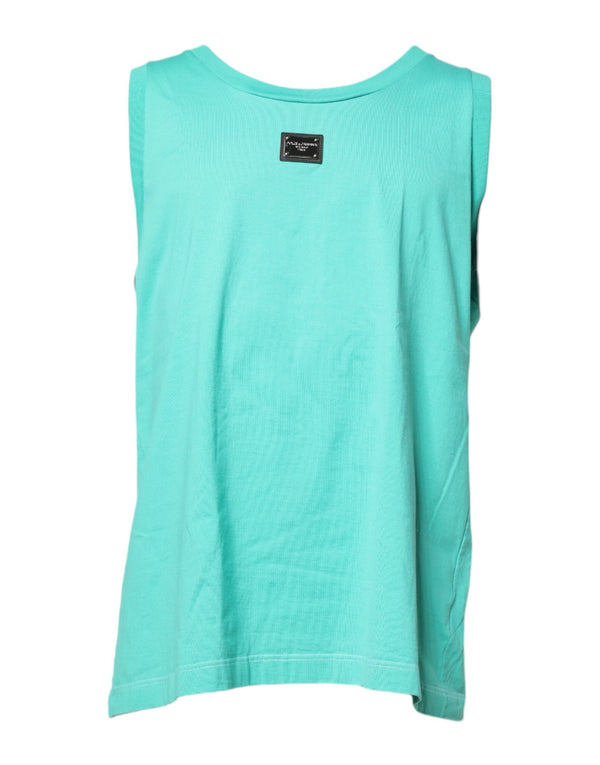 Green Sleeveless Logo Round Neck T-shirt Dolce & Gabbana
