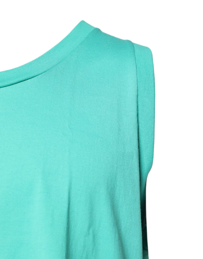 Green Sleeveless Logo Round Neck T-shirt Dolce & Gabbana