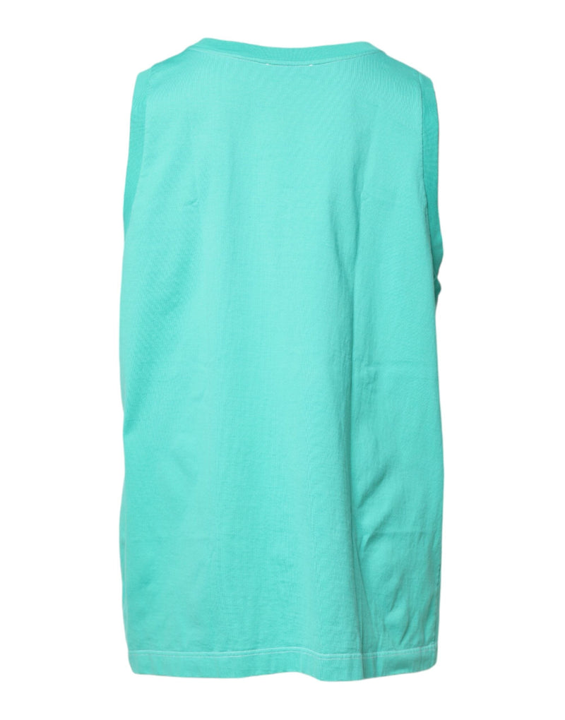 Green Sleeveless Logo Round Neck T-shirt Dolce & Gabbana