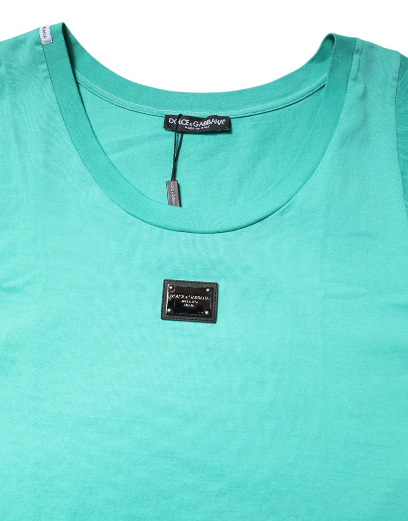 Green Sleeveless Logo Round Neck T-shirt Dolce & Gabbana