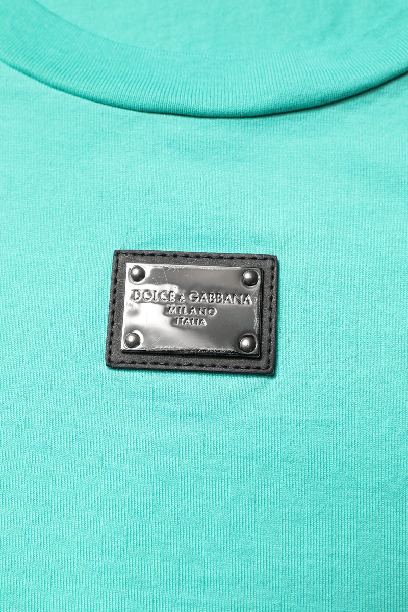 Green Sleeveless Logo Round Neck T-shirt Dolce & Gabbana