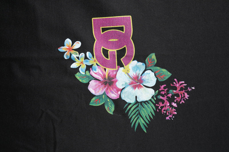 Black DG Floral Print Crew Neck T-shirt Dolce & Gabbana