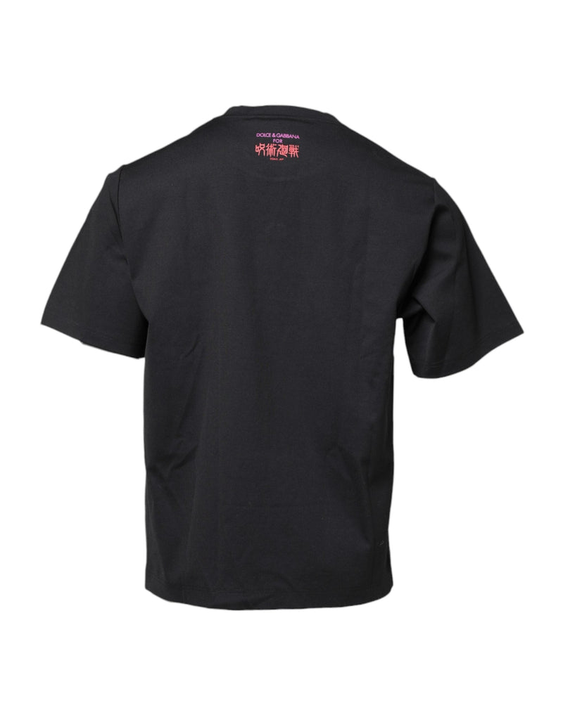 Black Cotton Graphic Print Crew Neck T-shirt Dolce & Gabbana