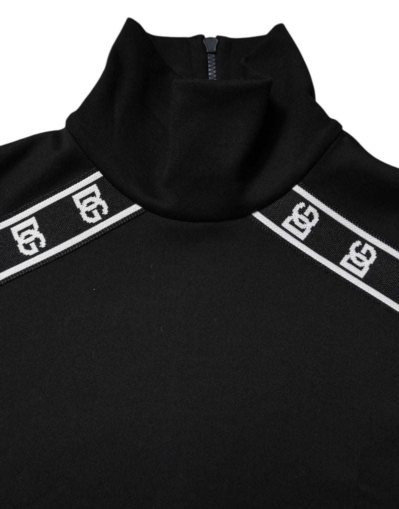 Black Cotton DG Print Turtleneck T-shirt Dolce & Gabbana