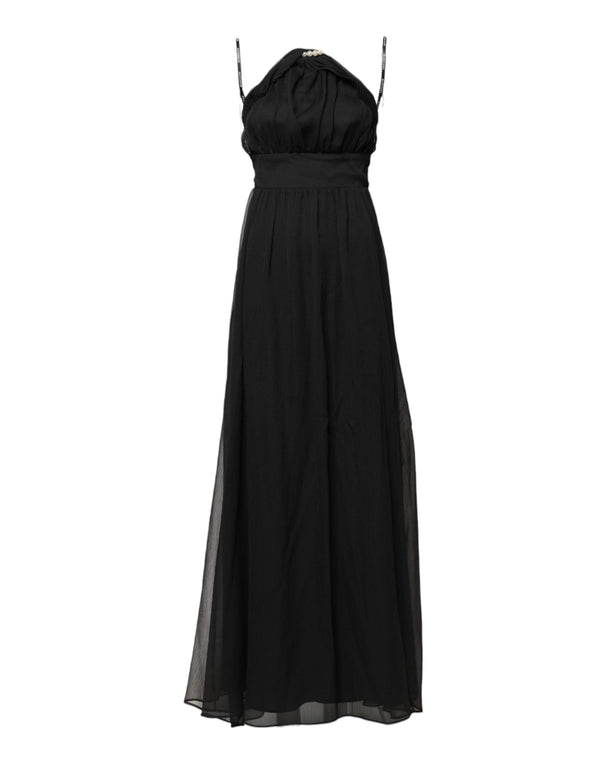 Black Tulle Pearl Sleeveless Long Gown Dress Marciano by Guess
