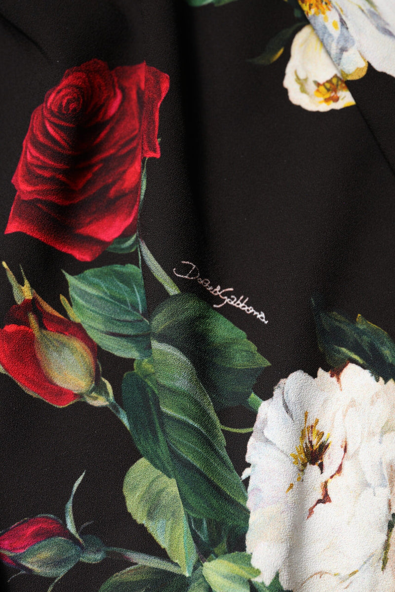 Black Floral Print Sleeveless Sheath Dress Dolce & Gabbana