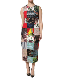 Multicolor Patchwork Sleeveless Sheath Dress Dolce & Gabbana