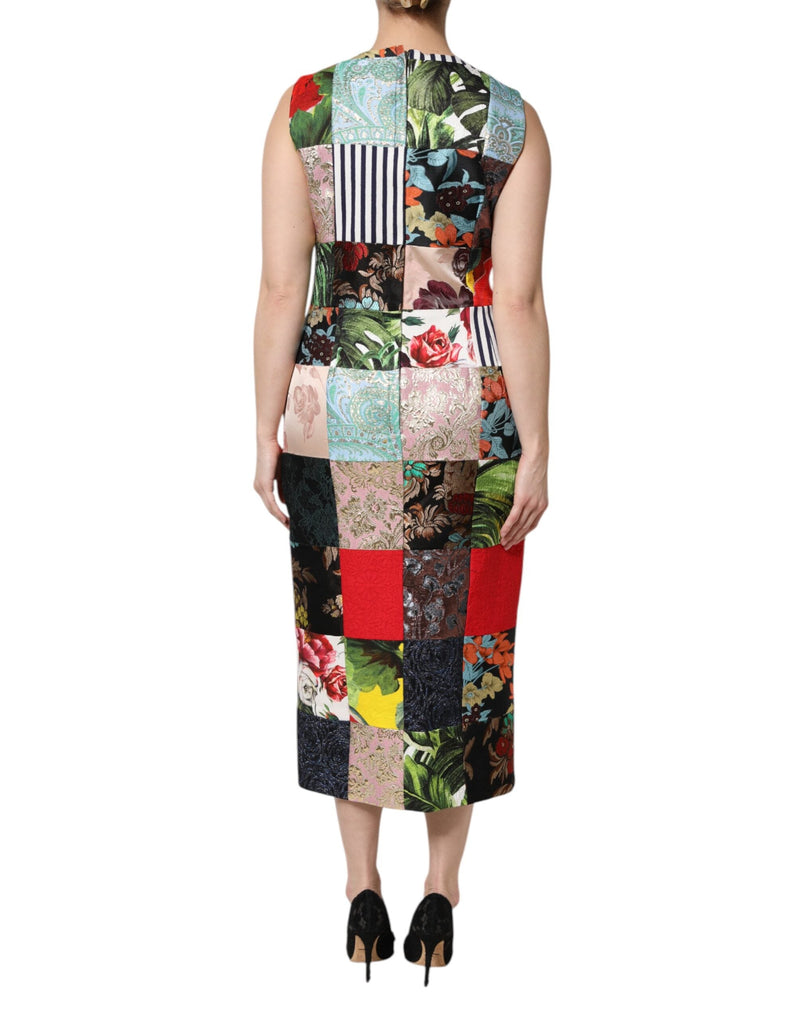 Multicolor Patchwork Sleeveless Sheath Dress Dolce & Gabbana