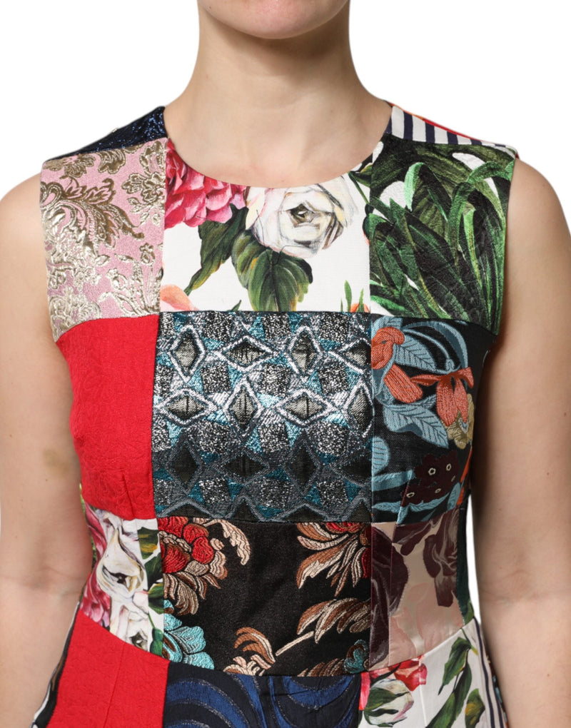 Multicolor Patchwork Sleeveless Sheath Dress Dolce & Gabbana