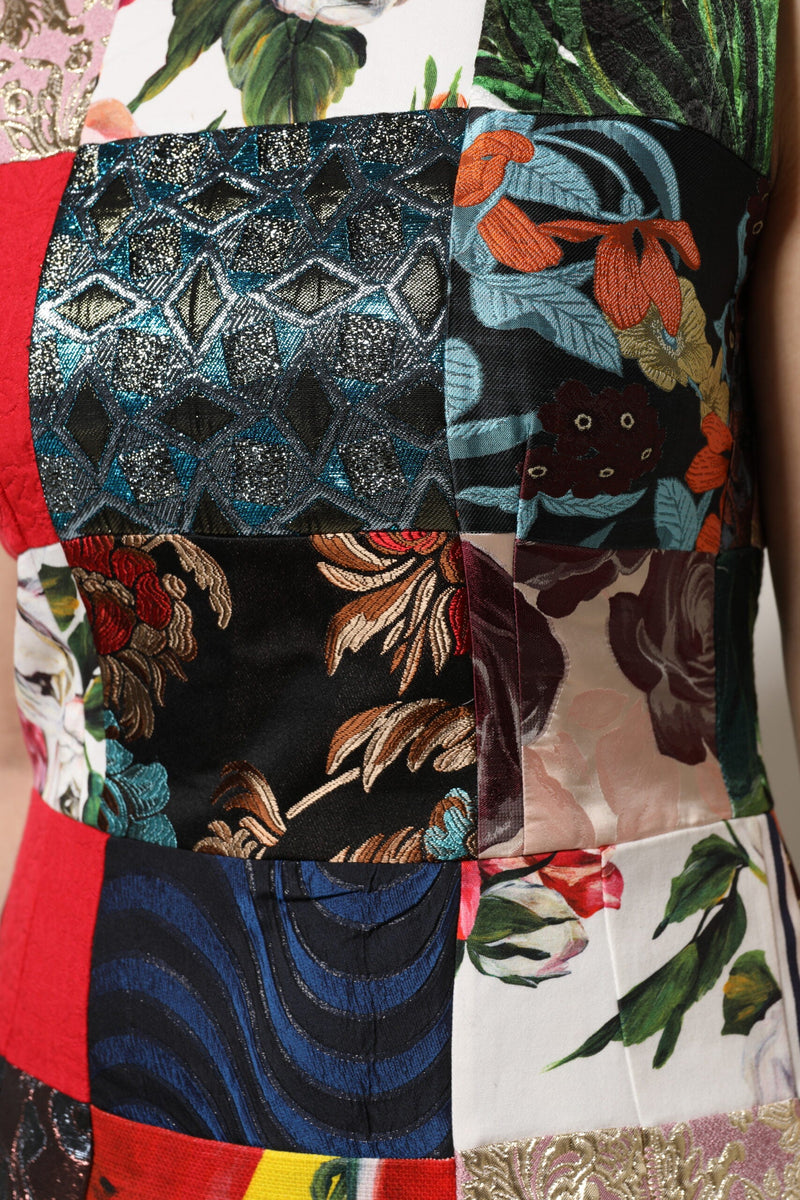 Multicolor Patchwork Sleeveless Sheath Dress Dolce & Gabbana