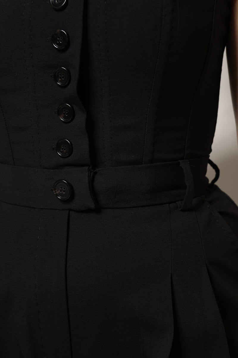 Black Wool Strapless Romper Jumpsuit Dress Dolce & Gabbana