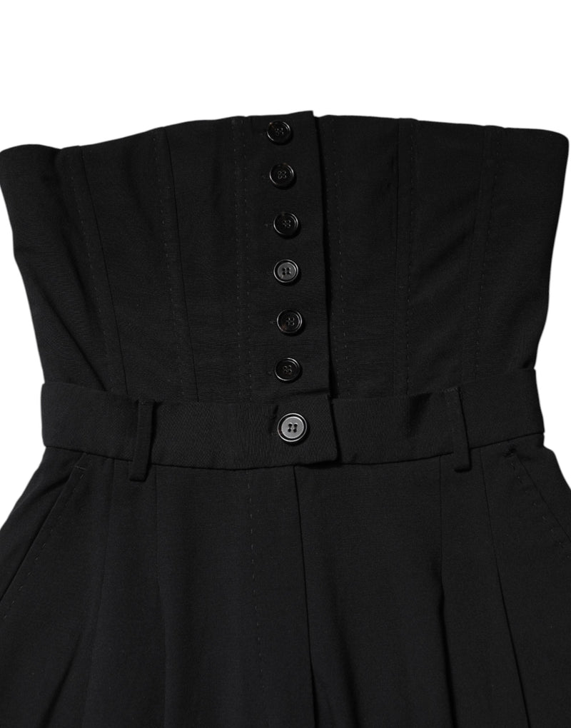 Black Wool Strapless Romper Jumpsuit Dress Dolce & Gabbana