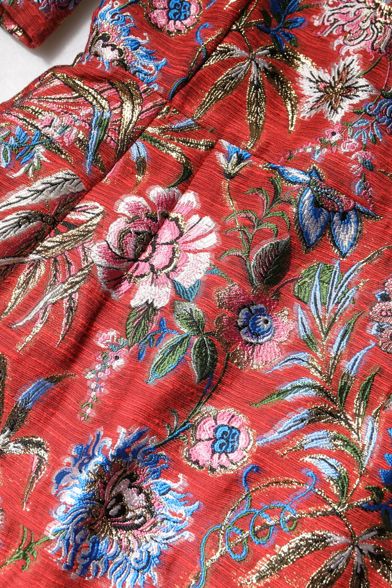 Red Floral Jacquard A-line Mini Dress Dolce & Gabbana