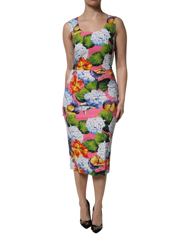 Multicolor Floral Sleeveless Sheath Dress Dolce & Gabbana