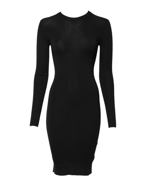 Black Long Sleeves Bodycon Sheath Dress Dolce & Gabbana