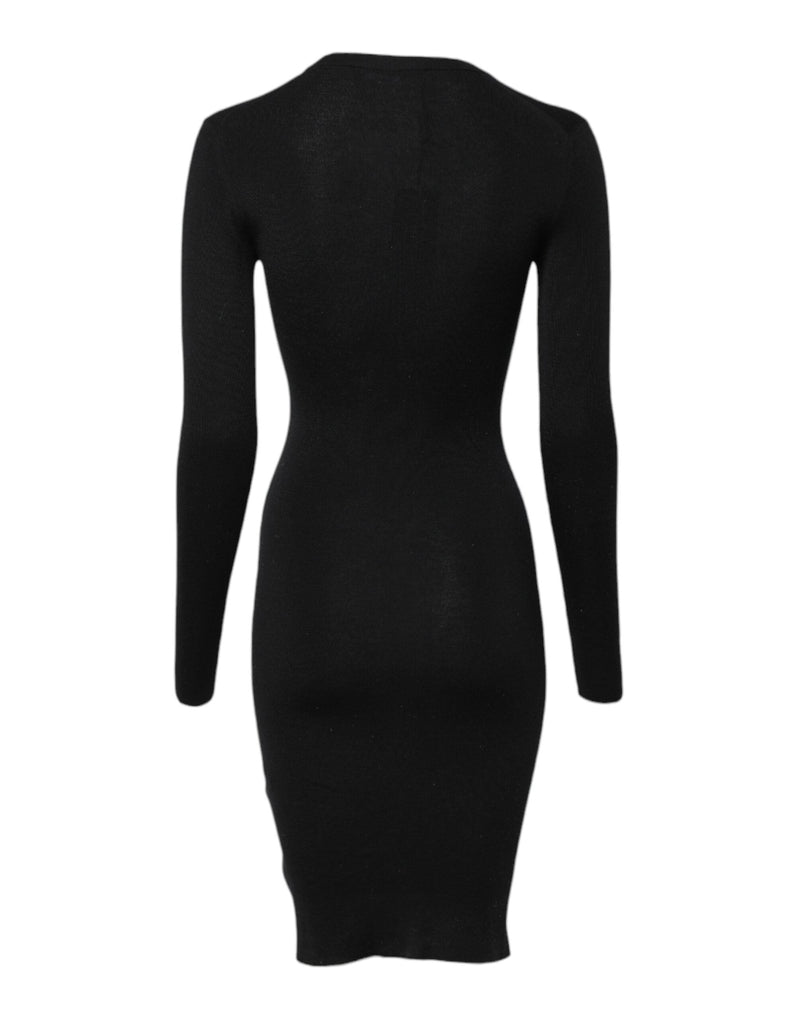 Black Long Sleeves Bodycon Sheath Dress Dolce & Gabbana