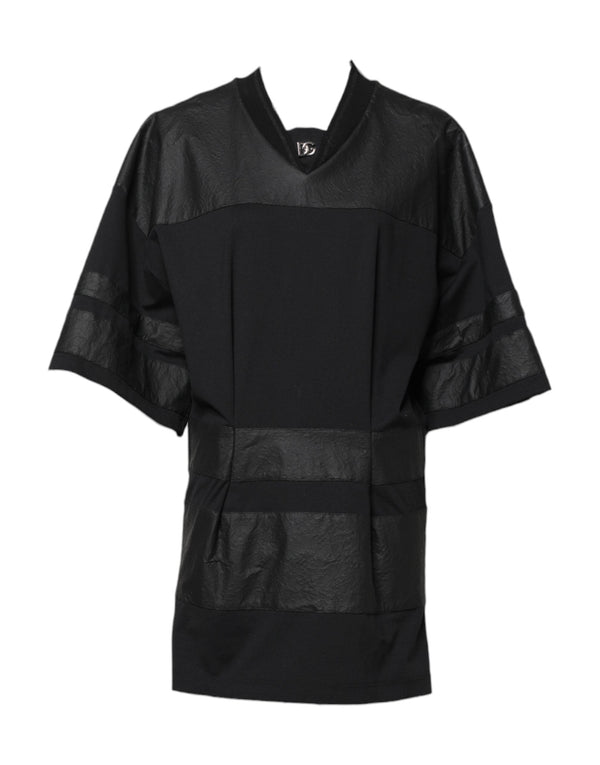 Black Cotton Short Sleeves V-neck T-shirt Dolce & Gabbana