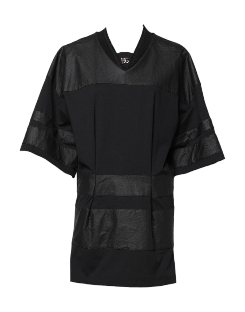 Black Cotton Short Sleeves V-neck T-shirt Dolce & Gabbana