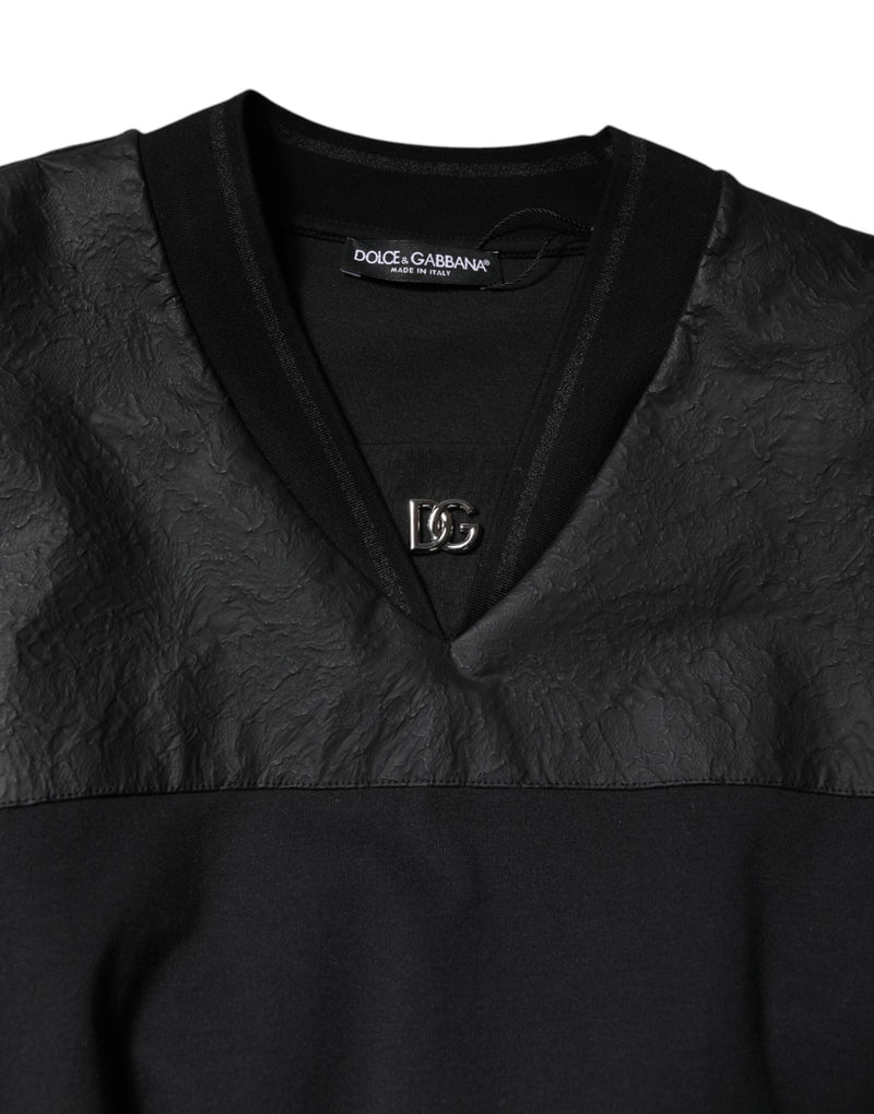 Black Cotton Short Sleeves V-neck T-shirt Dolce & Gabbana