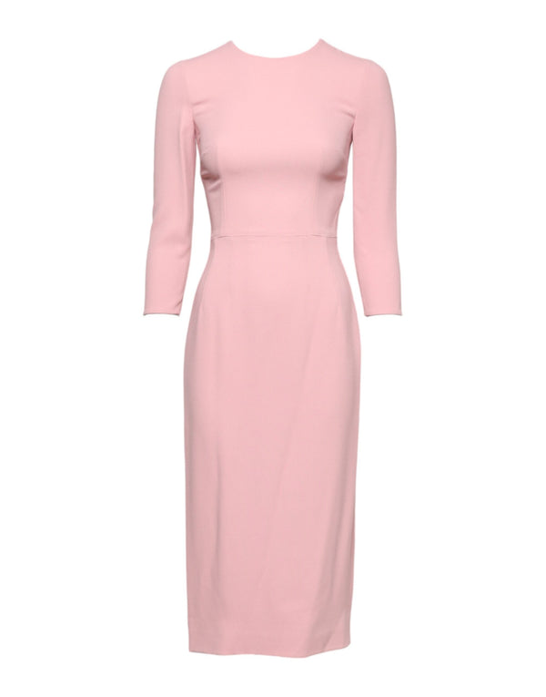 Pink Viscose 3/4 Sleeves Sheath Midi Dress Dolce & Gabbana