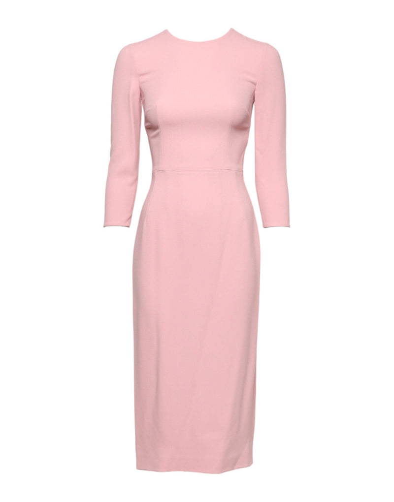 Pink Viscose 3/4 Sleeves Sheath Midi Dress Dolce & Gabbana