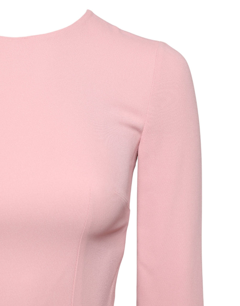 Pink Viscose 3/4 Sleeves Sheath Midi Dress Dolce & Gabbana