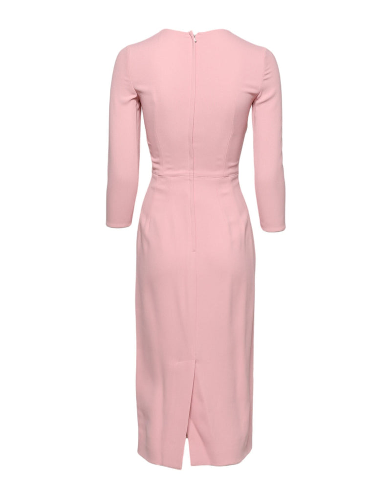 Pink Viscose 3/4 Sleeves Sheath Midi Dress Dolce & Gabbana