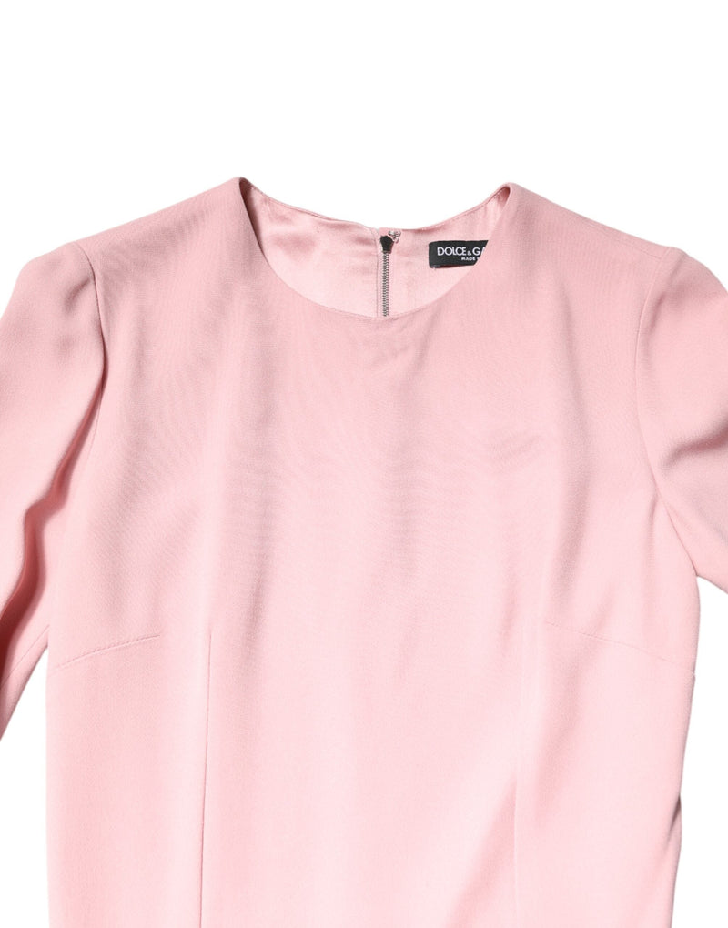 Pink Viscose 3/4 Sleeves Sheath Midi Dress Dolce & Gabbana