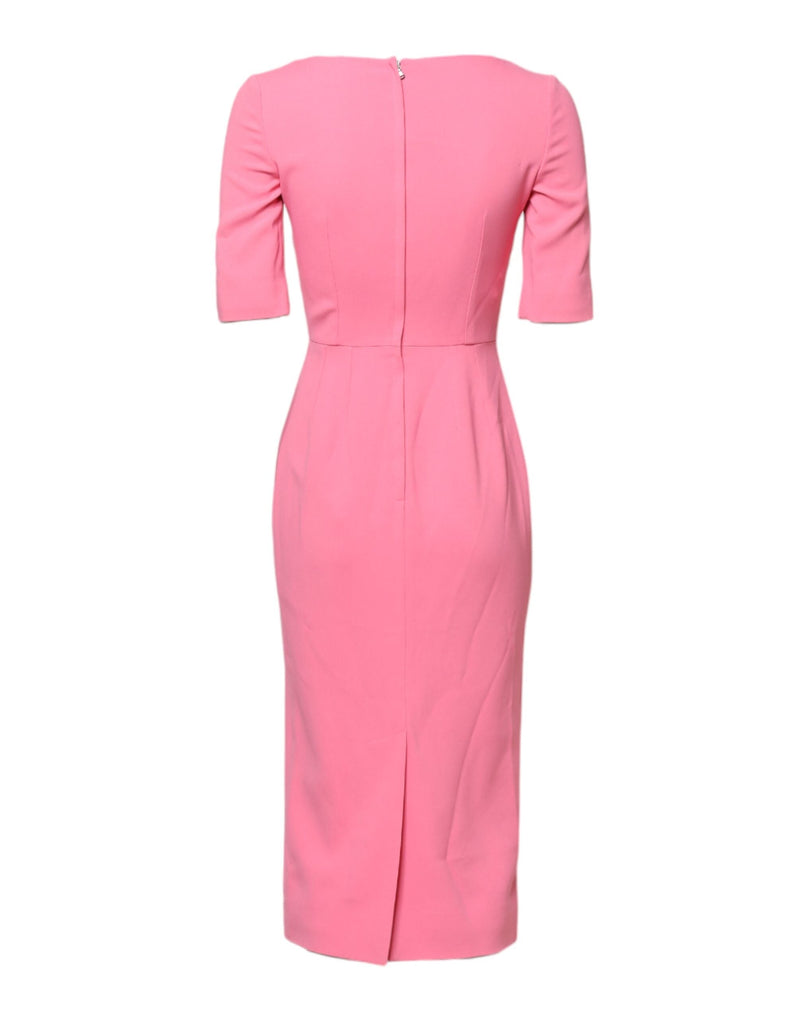 Pink Viscose Short Sleeve Sheath Midi Dress Dolce & Gabbana