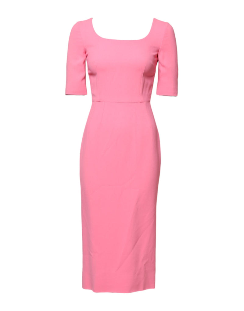 Pink Viscose Short Sleeve Sheath Midi Dress Dolce & Gabbana