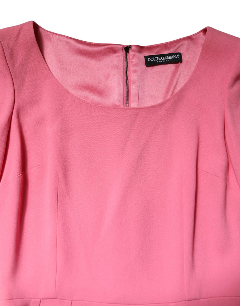 Pink Viscose Short Sleeve Sheath Midi Dress Dolce & Gabbana