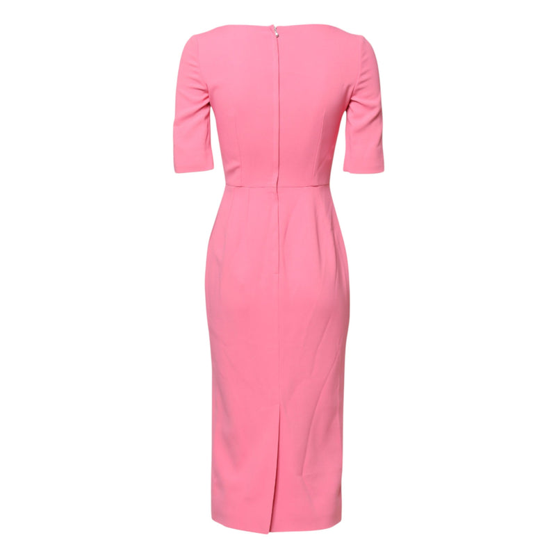 Pink Viscose Short Sleeve Sheath Midi Dress Dolce & Gabbana