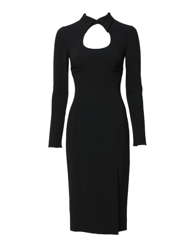 Black Long Sleeves Bodycon Sheath Midi Dress Dolce & Gabbana