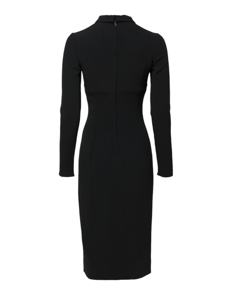 Black Long Sleeves Bodycon Sheath Midi Dress Dolce & Gabbana