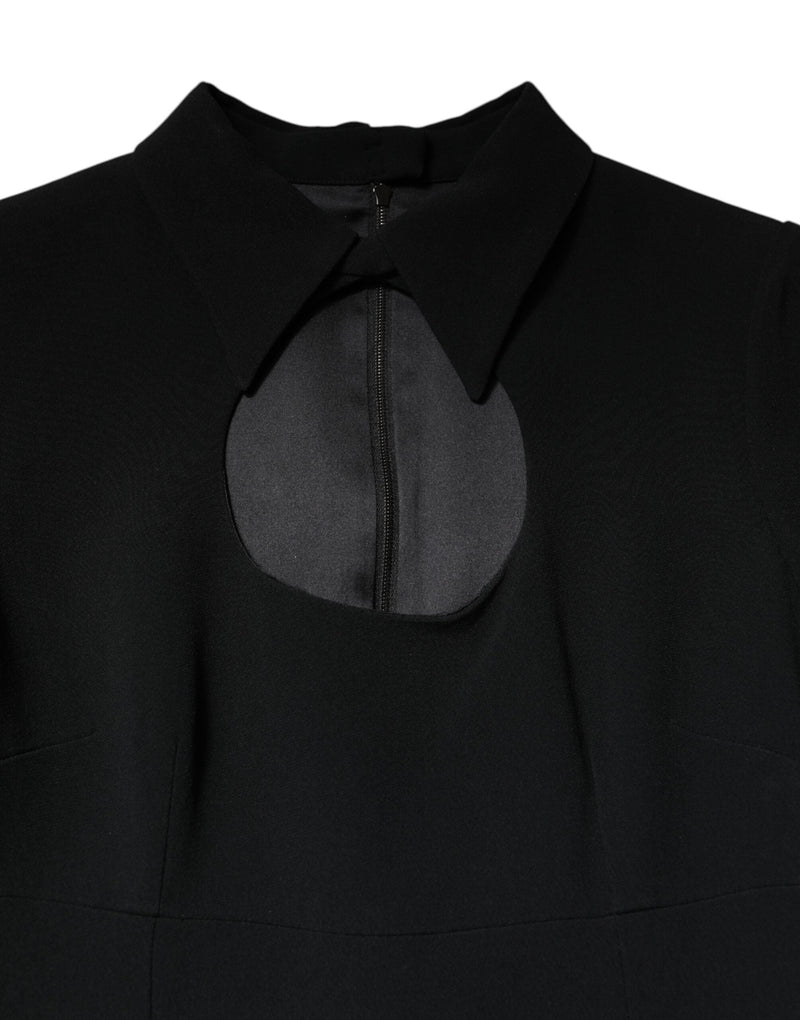 Black Long Sleeves Bodycon Sheath Midi Dress Dolce & Gabbana