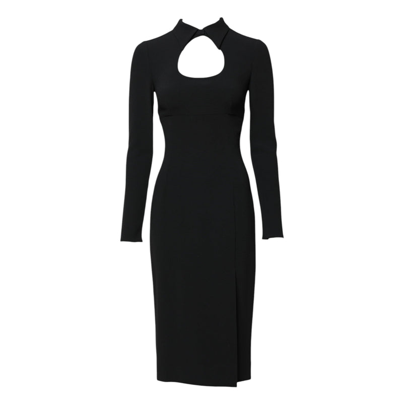 Black Long Sleeves Bodycon Sheath Midi Dress Dolce & Gabbana