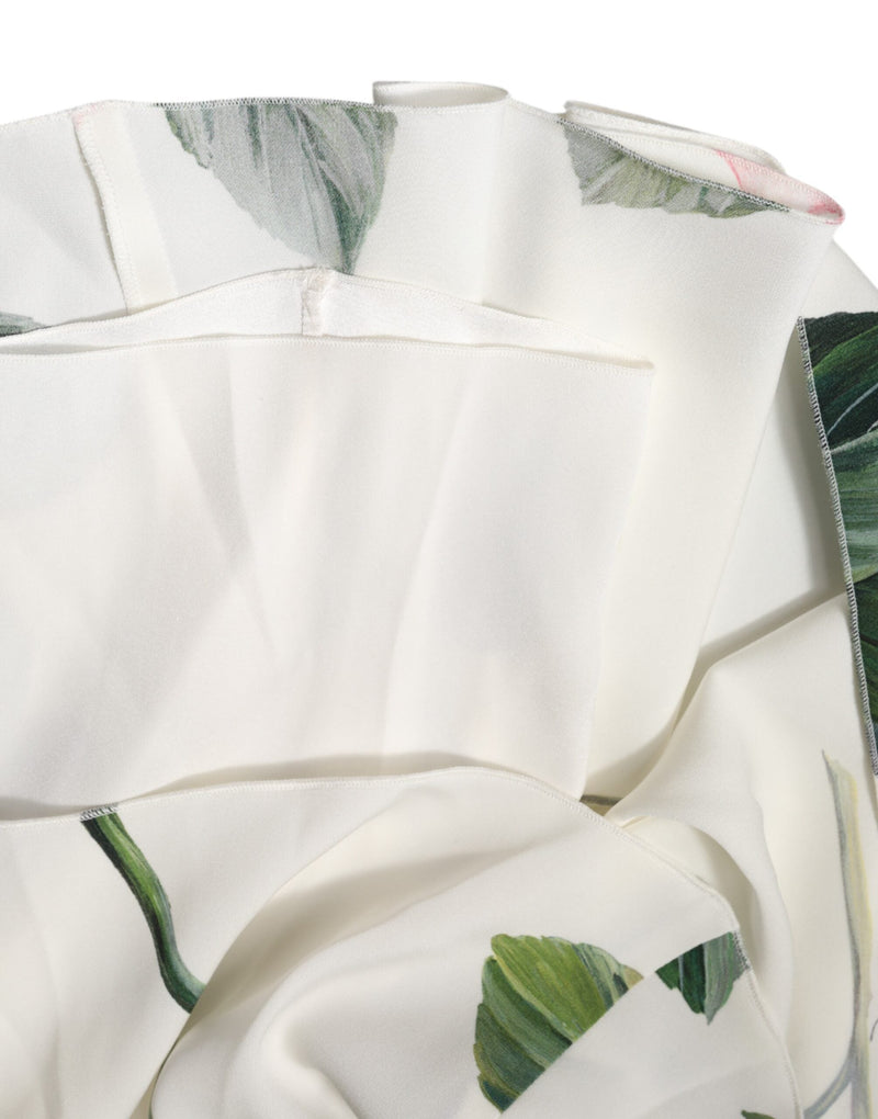 White Floral One Shoulder Sheath Midi Dress Dolce & Gabbana