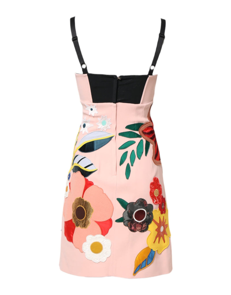 Pink Floral Print Spaghetti Strap Mini Dress Dolce & Gabbana