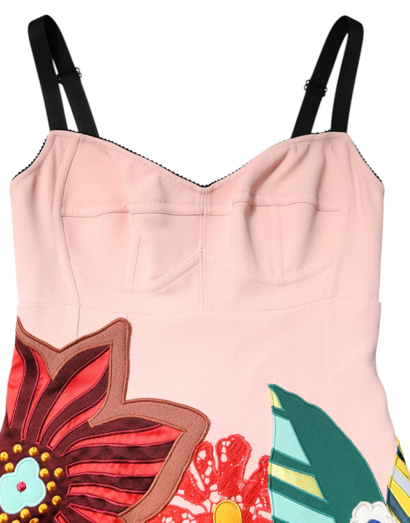 Pink Floral Print Spaghetti Strap Mini Dress Dolce & Gabbana