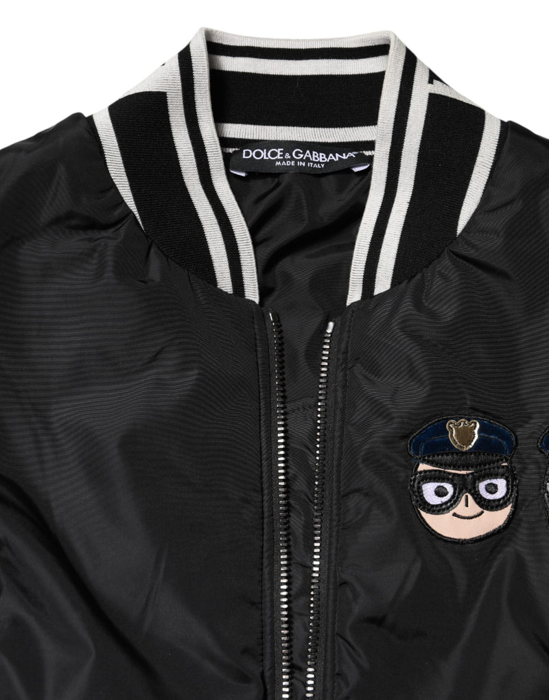 Black Nylon #DGFamily Full Zip Bomber Jacket Dolce & Gabbana