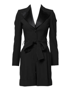 Black Wool Jumpsuit Dress Women Coat Jacket Dolce & Gabbana